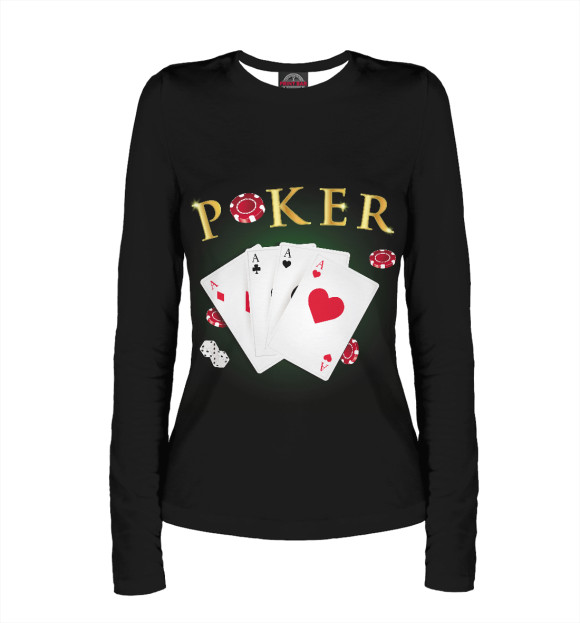 Женский лонгслив с изображением Покер цвета Белый