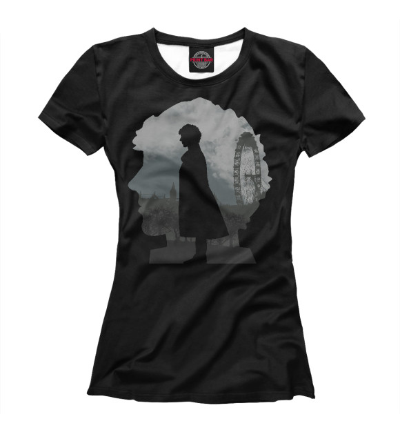 Женская футболка с изображением Шерлок цвета Белый