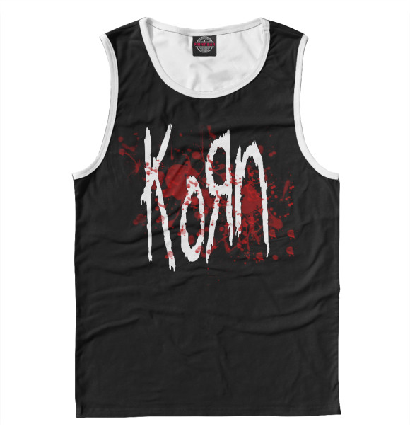 Майка для мальчика с притом Korn цвета Белый Майка для мальчика с изображением Korn цвета Белый
