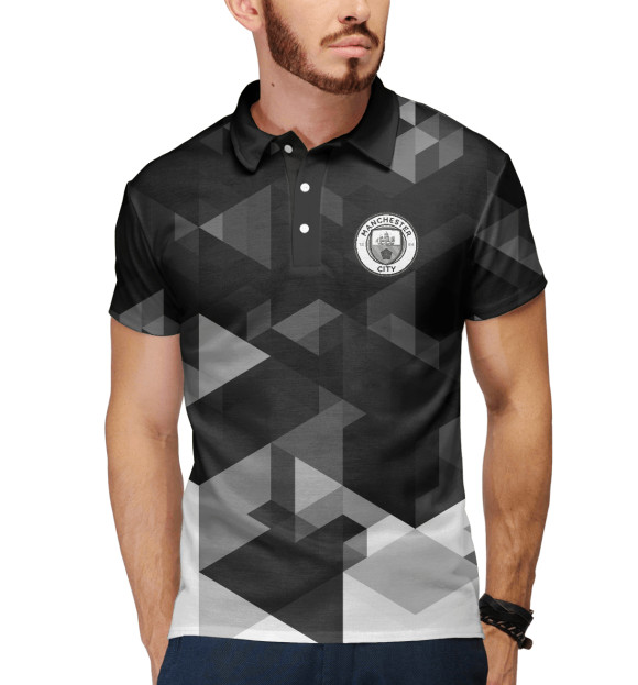 Мужское поло с изображением Manchester City цвета Белый