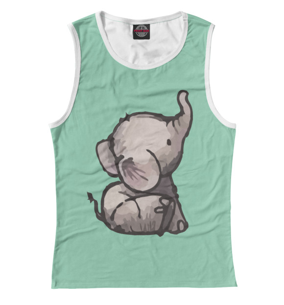 Майка для девочки с притом Маленький слон цвета Белый Майка для девочки с изображением Маленький слон цвета Белый