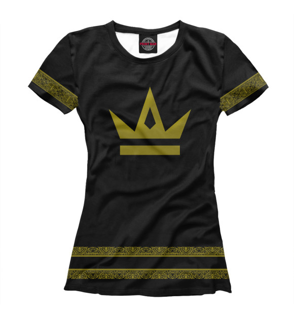 Женская футболка с изображением Crown black цвета Белый