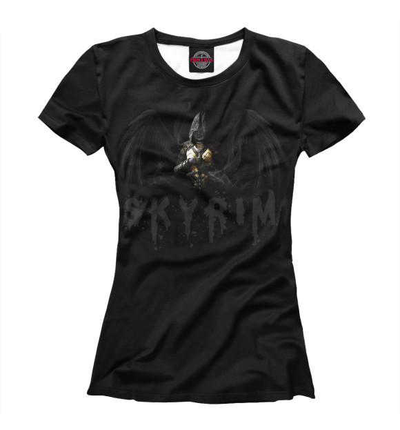 Женская футболка с изображением Skyrim angel цвета Белый