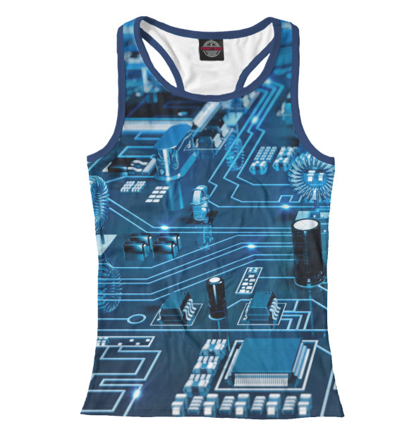 Женская майка-борцовка с изображением Микросхемы цвета Белый