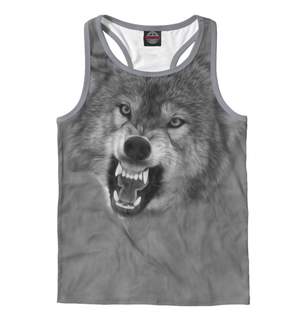 Мужская майка-борцовка с изображением Волк цвета Белый