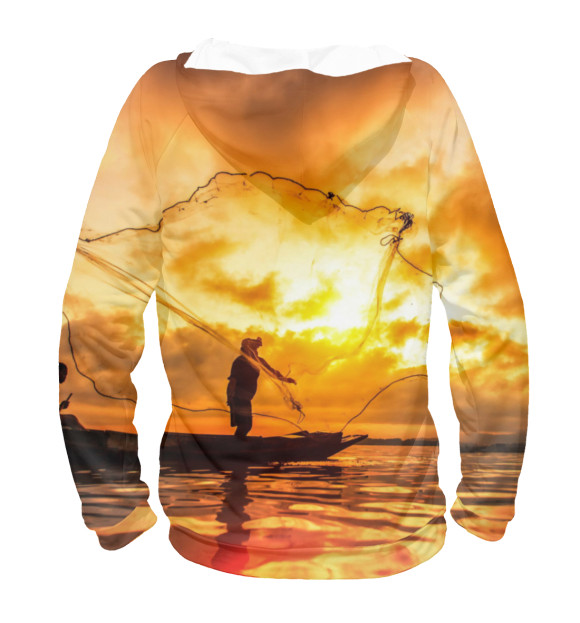 Мужское худи с изображением Fishing цвета Белый