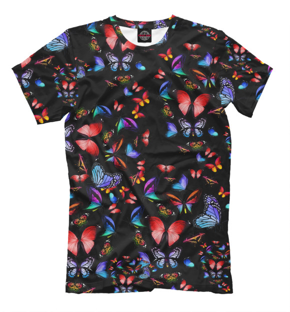 Мужская футболка с изображением Butterfly цвета Черный