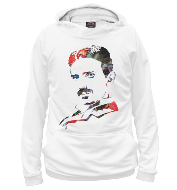 Мужское худи с изображением Nikola Tesla цвета Белый