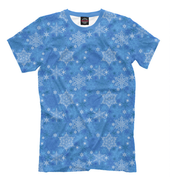 Мужская футболка с изображением Морозные Узоры цвета Грязно-голубой
