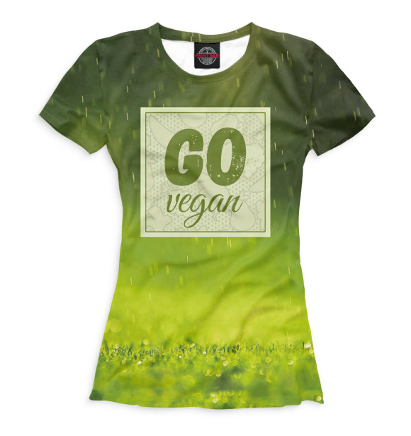Женская футболка с изображением Go Vegan цвета Белый