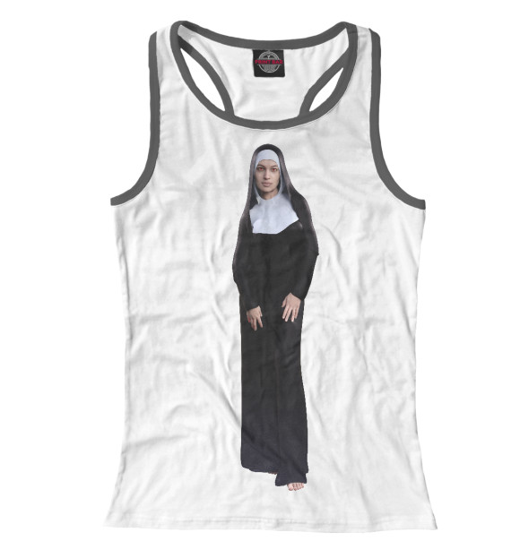 Женская майка-борцовка с изображением Скромная монашка цвета Белый