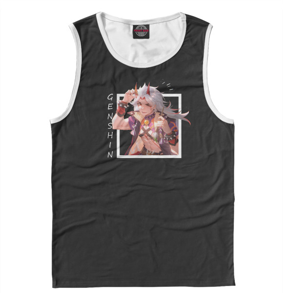 Мужская майка с изображением Genshin Impact. Итто цвета Белый