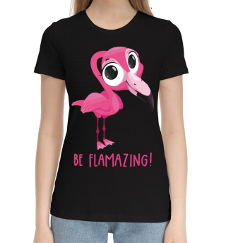 Хлопковая футболка для девочек Фламинго
