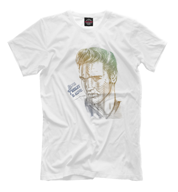 Мужская футболка с изображением Elvis Presley Is Alive! цвета Белый