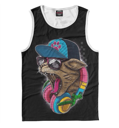 

Майки Print Bar, Белый, кот в кепке