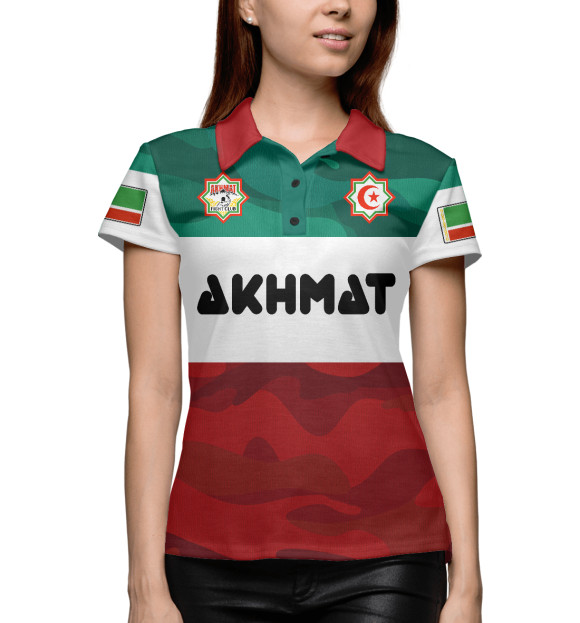Женское поло с изображением Ахмат Чечня цвета Белый