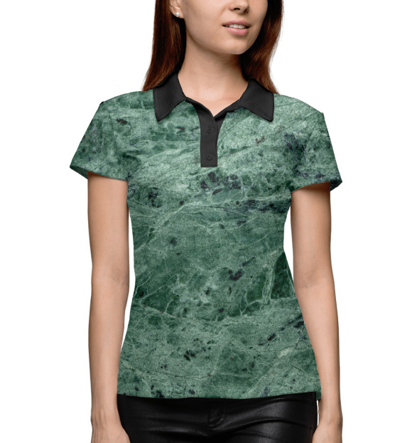 Женское поло с изображением Мрамор цвета Белый