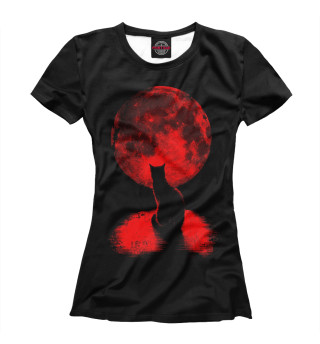 Женская футболка Кот и луна