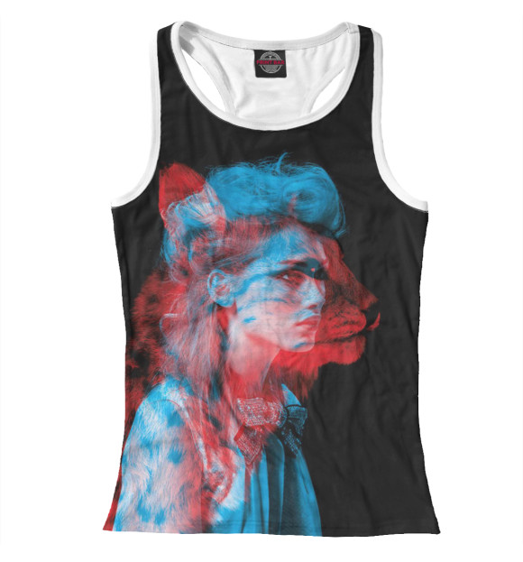 Женская майка-борцовка с изображением Девушка кошка 3D цвета Белый