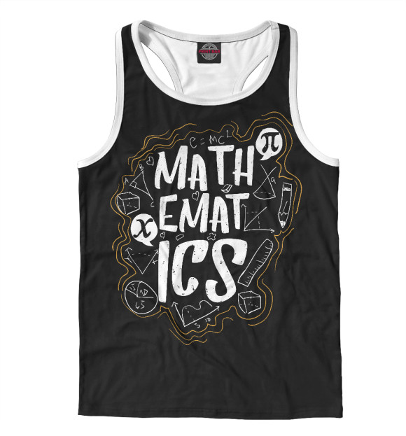 Мужская майка-борцовка с изображением Математика цвета Белый