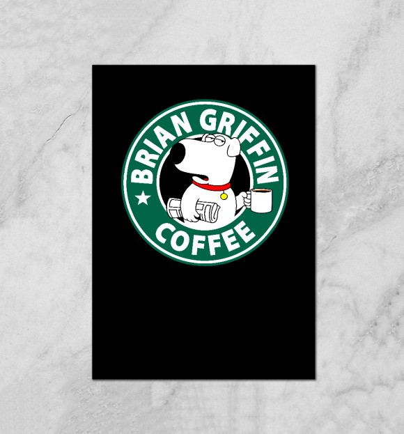 Плакат с изображением Brian Griffin Coffee цвета Белый