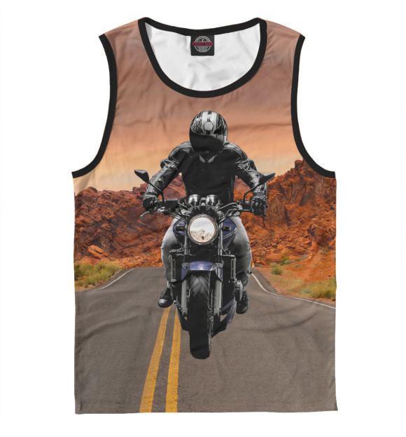 Мужская майка с изображением Мотоциклист цвета Белый