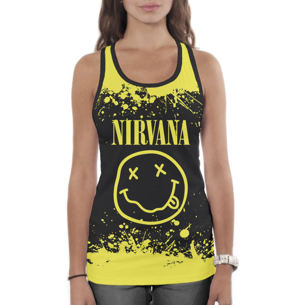 Женская майка-борцовка с изображением Nirvana цвета Белый