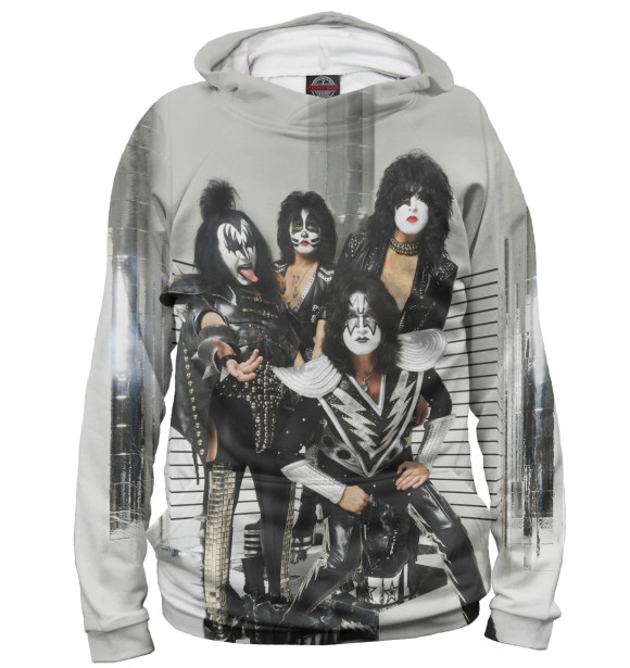 Мужское худи с изображением KISS цвета Белый