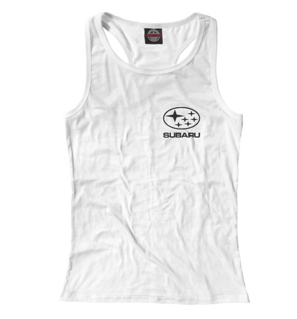 Женская майка-борцовка с изображением Subaru цвета Белый