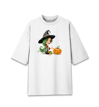 Женская футболка оверсайз Girl with pumpkin