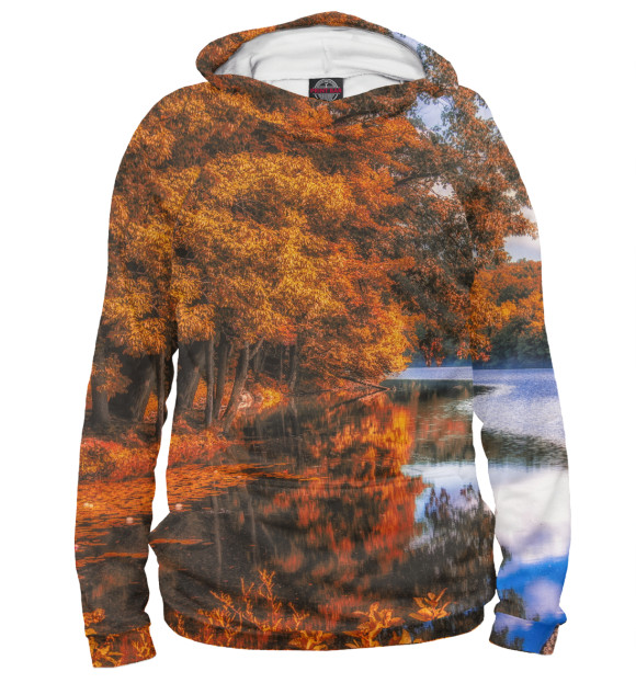 Женское худи с изображением Осень цвета Белый