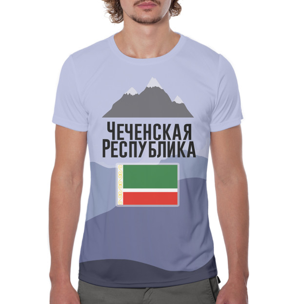 Мужская футболка с изображением Чечня цвета Белый