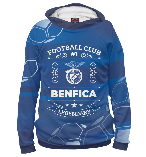 Женское худи с изображением Benfica FC #1 цвета Белый