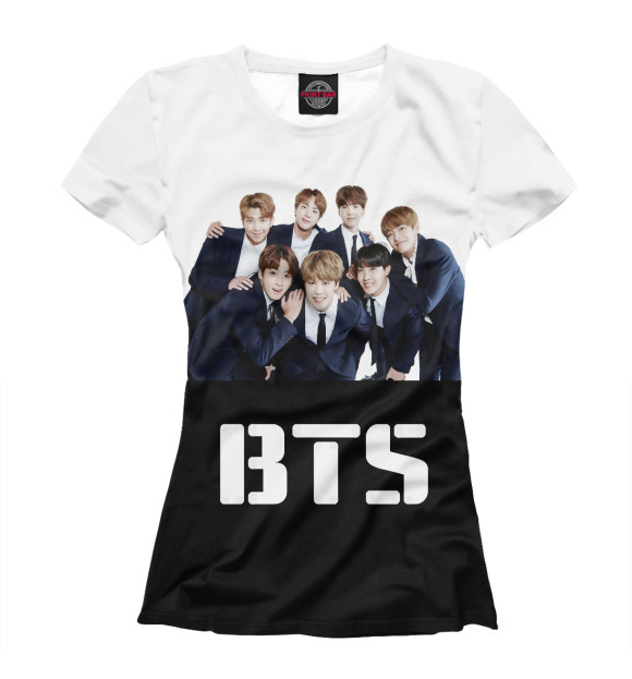 Футболка для девочек с изображением BTS цвета Белый