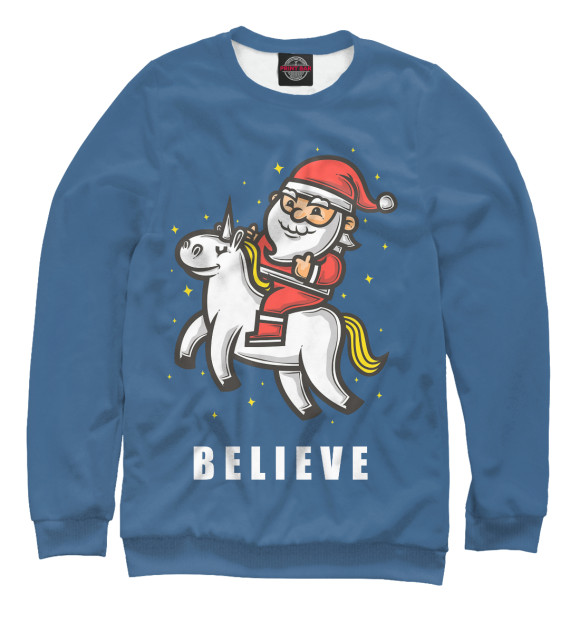 Свитшот для девочек с изображением Believe! цвета Белый