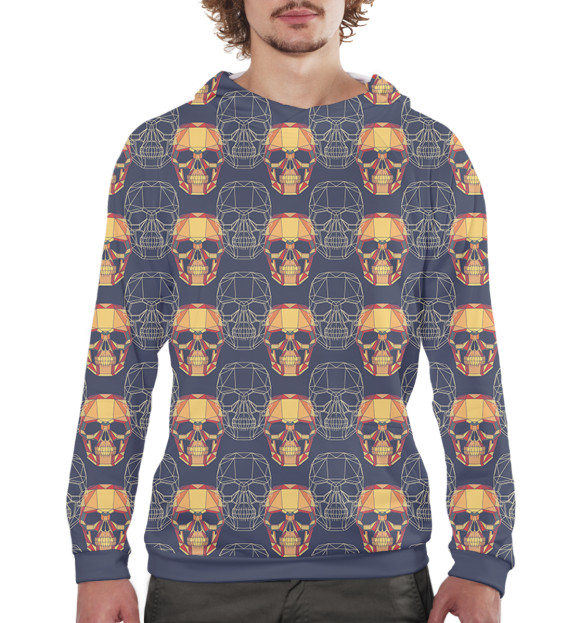 Мужское худи с изображением Черепа цвета Белый