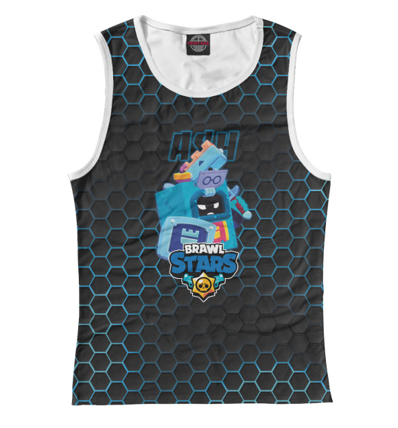 Майка для девочки с притом Эш. Brawl Stars цвета Белый Майка для девочки с изображением Эш. Brawl Stars цвета Белый