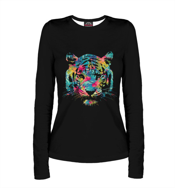 Женский лонгслив с изображением Тигр цвета Белый