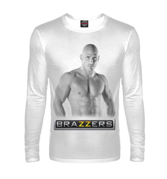 Мужской лонгслив с изображением Лысый из Brazzers цвета Белый