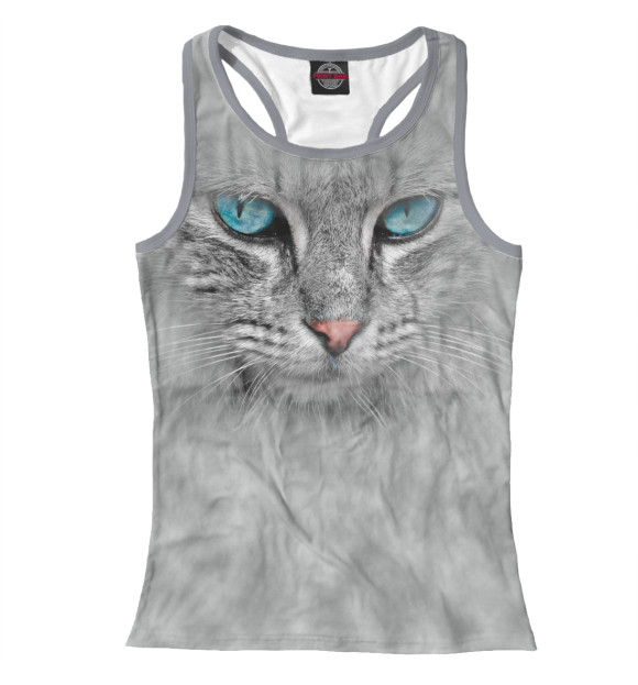 Женская майка-борцовка с изображением Кошка цвета Белый