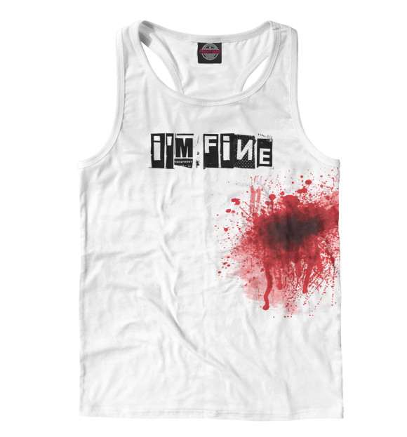 Мужская майка-борцовка с изображением Blood [i'm fine] цвета Белый