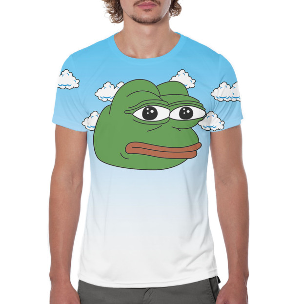 Мужская футболка с изображением Лягушонок Пепе цвета Белый