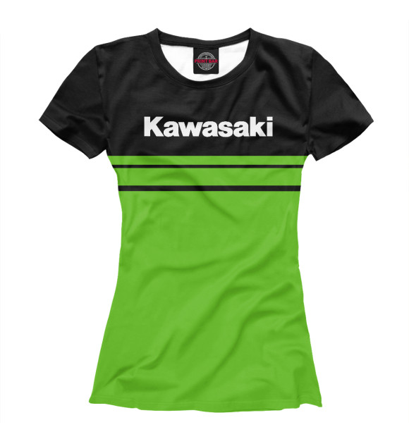 Женская футболка с изображением kawasaki цвета Белый