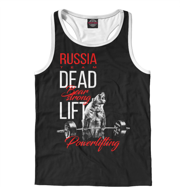 Мужская майка-борцовка с изображением Powerlifting bear strong цвета Белый