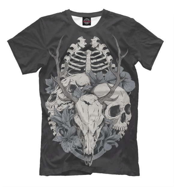 Мужская футболка с изображением Skull цвета Молочно-белый