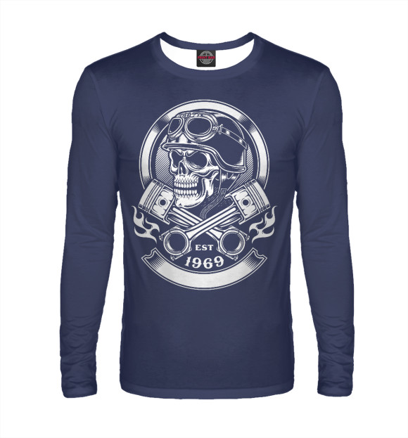 Мужской лонгслив с изображением Мотокросс цвета Белый