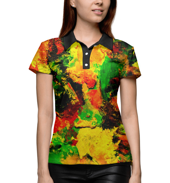 Женское поло с изображением gouache paint цвета Белый