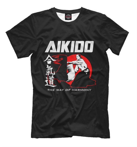 Мужская футболка с изображением Айкидо цвета Черный