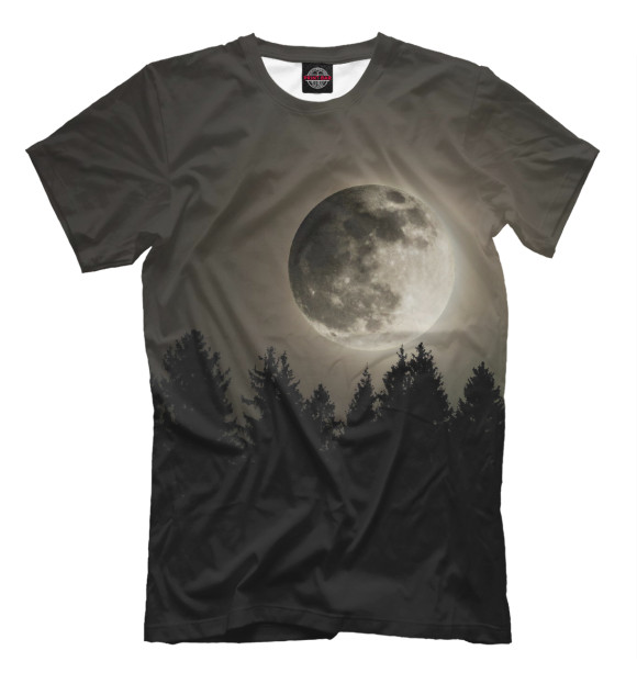 Мужская футболка с изображением Луна цвета Черный