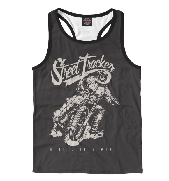 Мужская майка-борцовка с изображением Мотоциклист цвета Белый